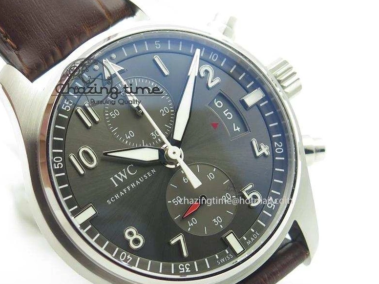 MIROTIME 0822 Cozy Pilot Chrono SS IW387802 V6F 1:1 Best Edition On Brown Leather Strap A 7323